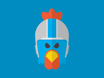 The Many Helmets of the Blue Rooster bird blue chick chicken cock flat football rooster