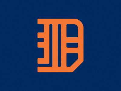 The Old English D Simplified d letter navy orange type