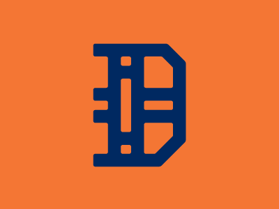 Secondary Detroit D d letter navy orange type