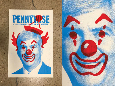 Pennywise Poster blue concert poster overlay. red
