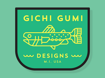 Gichi Gumi black fish green lake michigan patch superior wave yellow