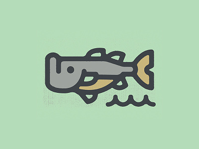 02. Fish Print bass fin fish green wave