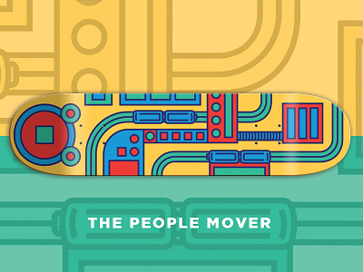 People Mover Skate Deck blue detroit green people mover red transportation yellow
