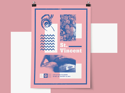 St. Vincent blue eye gig poster pattern pink