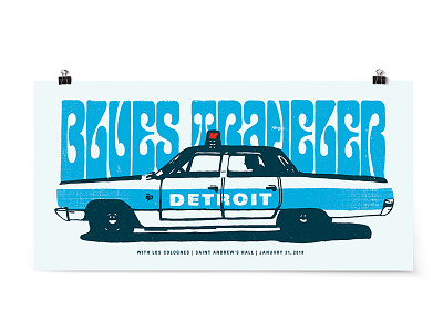 Get out your Harmonicas blue car cop detroit gig poster poster psych type