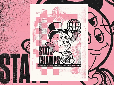 State Champs basketball black cartoon cream gig poster grunge pink pop poster punk