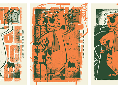 Angry Bear Prints bear beer green grunge illustration orange overprint print test print
