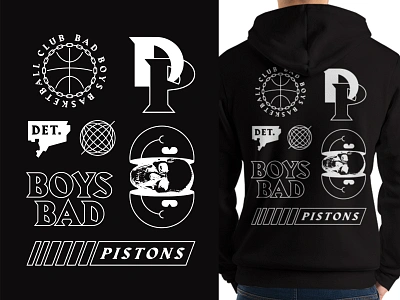 Pistons Hoodie bad boys basketball basketball logo black detroit skull smiley sports white