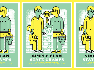 Simple Plan / State Champs Gig Poster basketball costume dawg gig poster graffiti green mascot poster poster design sports yellow