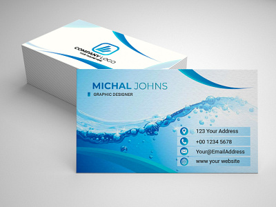 Minimalistic blue business card design brand minimal