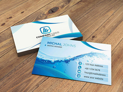 Minimalistic blue business card design brand