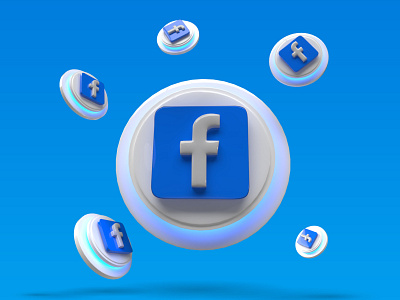 3d rendering glowing facebook social media icon set