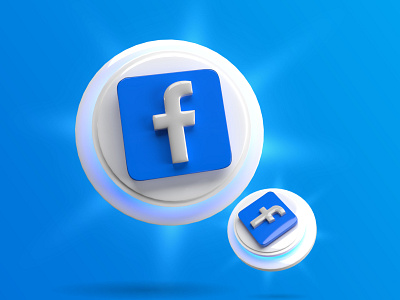 3d rendering glowing facebook social media icon set dimension render