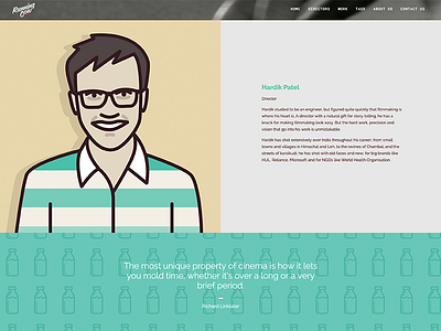 Director page - Running Cow Films bio illustration layout profile team website
