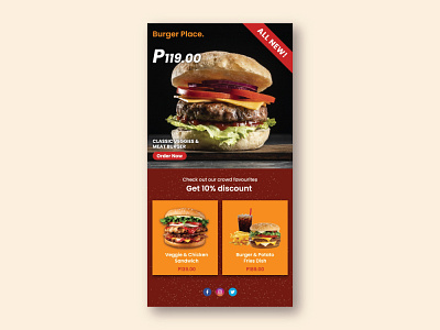 Burger Place. - Email Design branding burger design email email design fast food fast foods graphic design illustration mobile template ui ui design uiux