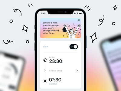 Smart alarm clock app alarm alarm clock application card checklist clock mobile smarthome ui ux wake up