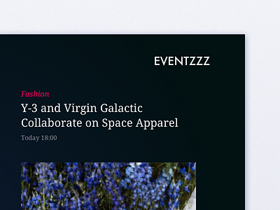 EVENTZZZ dark events layout minimal schedule simple ui ux