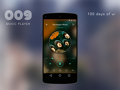 100 Days of UI - #009 Music Player 100daysofui android dailyui design flat material mobile music phone ui ux