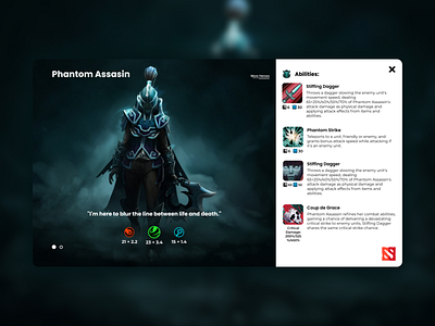 Dota App Design - Phantom Assassin app design ui ux