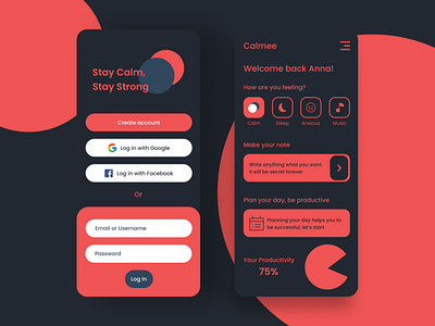 Calmee - Application Design app design ui ux