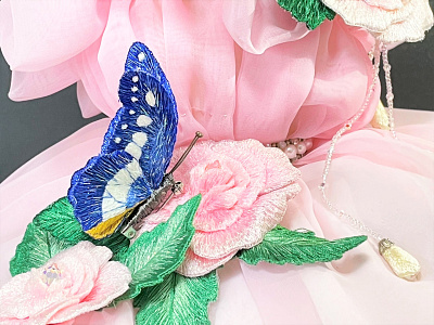 Morpho Rhetenor Helena accessories brooch butterfly embroidery