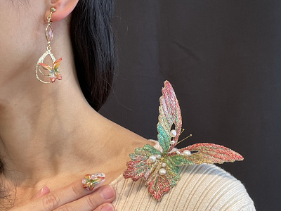 Hana-Akane (Brilliant Pink) Butterfly accessories　　