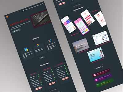 Dark Website Profile of marcalabs.co branding design darkwebsite profilecompany ui uidesign uiux websitedesign websiteprofile