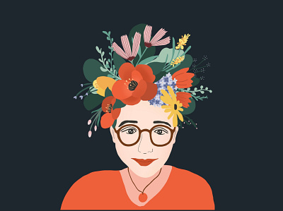 A woman with flowers avatar flower french teacher hair illustration lady portrait woman