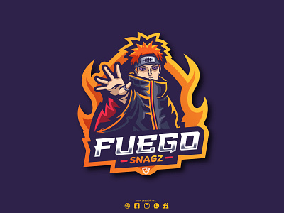 Pain Akatsuki Character for client FuegoSnagz branding design esport logo esports game gaming logo illustration logo mascot mascotlogo