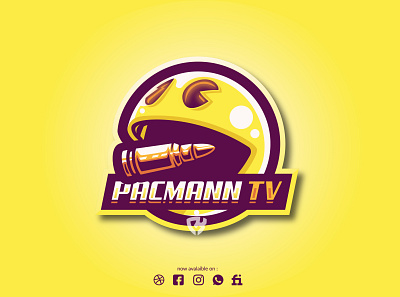 Pacman Eating Bullet 💊 character design esport logo esports gaming logo illustration logo mascot mascotlogo pacman vector