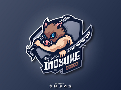 INOSUKE HASHIBIRA Mascot Logo branding character design esport logo esports game gaming logo hashibira inosuke hashibira inosuke kimetsu no yaiba logo mascot mascotlogo