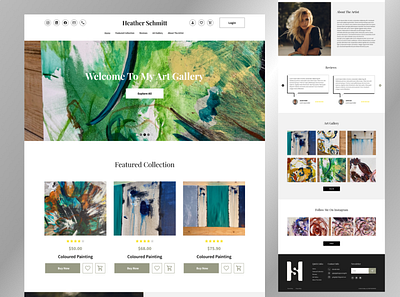 Art Gallery art artist artistry color colorful design elegant figma gallery minimal painting paintings product ui ux web web design webpage website