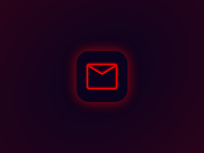 Neon Email Logo app app design dark mode dark theme design email icon logo minimal neon neon light red ui ux vector