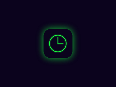 Neon clock icon app dark mode dark theme design green icon logo minimal neon ui ux vector