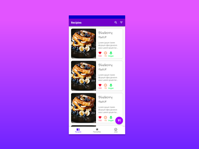 Recipies screen - Recipies app app app design design icon ui ux vector