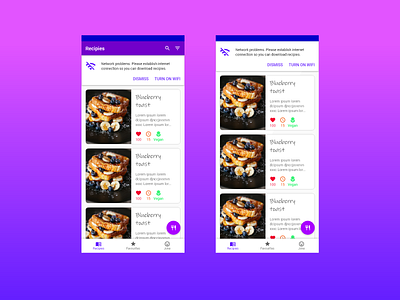 Top notification - Recipies App app app design design food app icon neon pink typography ui ux vector