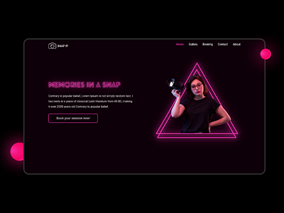 Photography landing page design homepage landing page neon photography ui ux web