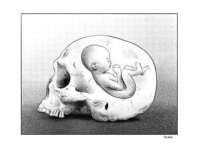 Dialogue - Poem Illustration baby death fetus illustration life poem procreate skeleton skull