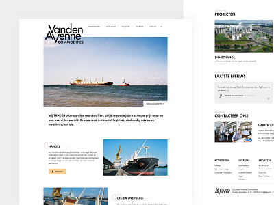 Vanden Avenne - Homepage branding commodities desktop distribution homepage storage trade transport transshipment ui vanden avenne webdesign website