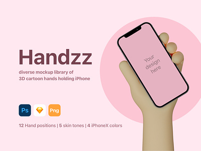 Handzz | 3D hands Mockup 3d illustration apple character freebie hands iphone iphone x mockup mockup psd photoshop sketch