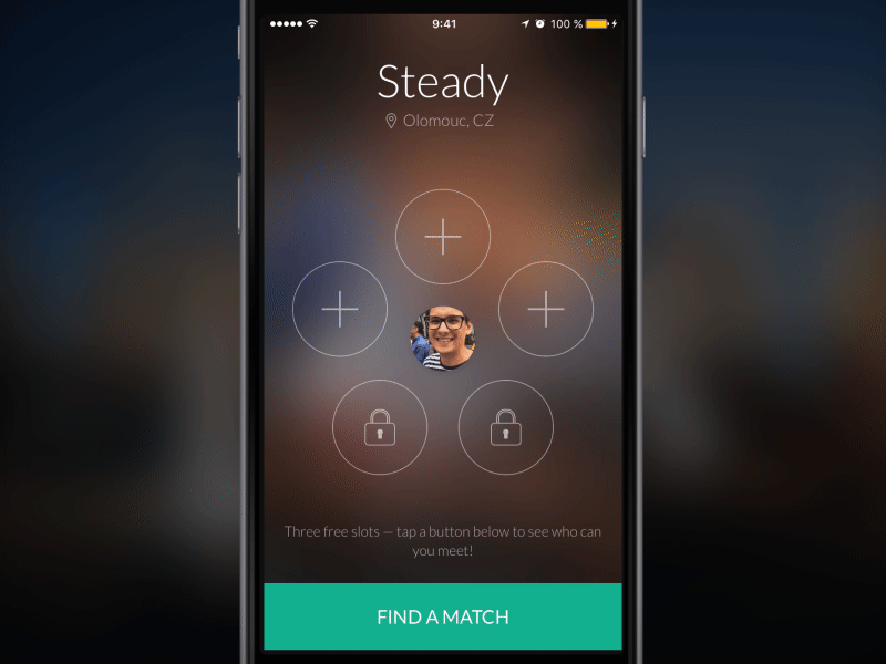 Steady App animation app dating design icons ios iphone profile settings thin ui ux