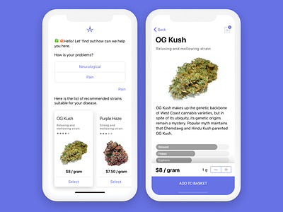 Highfive Concept 11 app bot chatbot design ios iphone iphone x marijuana medijuana ui weed
