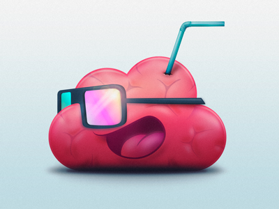 Brain Icon brain cloud icon pink smile straw sunglasses user