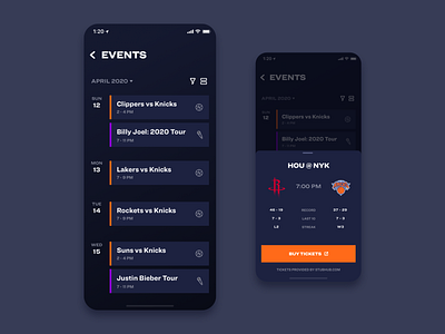Smart Stadium - Events app camera game icons nba sport typography ui ux video