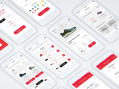 Sneakers bidding app app auction bid clean flow minimalism ui ux white