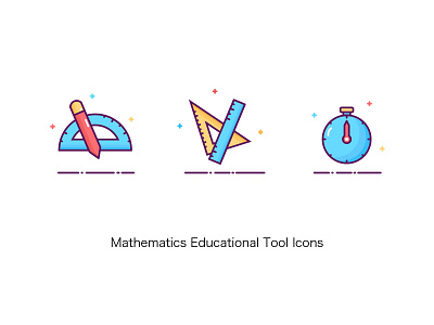 Mathematics Educational Tool Icons icon illustration
