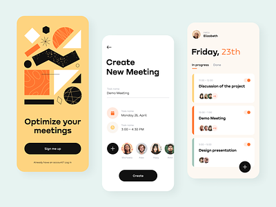 Daily Meeting Schedule App app design illustration interface ios meetings mobile optimize schedule service ui ux