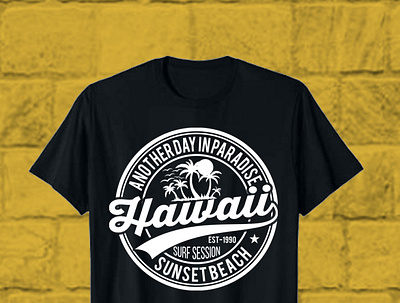 Hawaii Sunset Beach Typography T-Shirt Design beach sunsets 4k tshirt typography