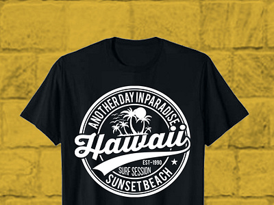 Hawaii Sunset Beach Typography T-Shirt Design