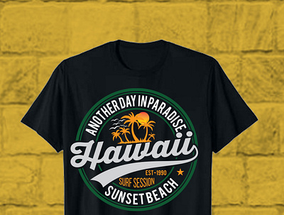 Hawaii Sunset Beach Typography T-Shirt Design beach sunsets 4k tshirt typography